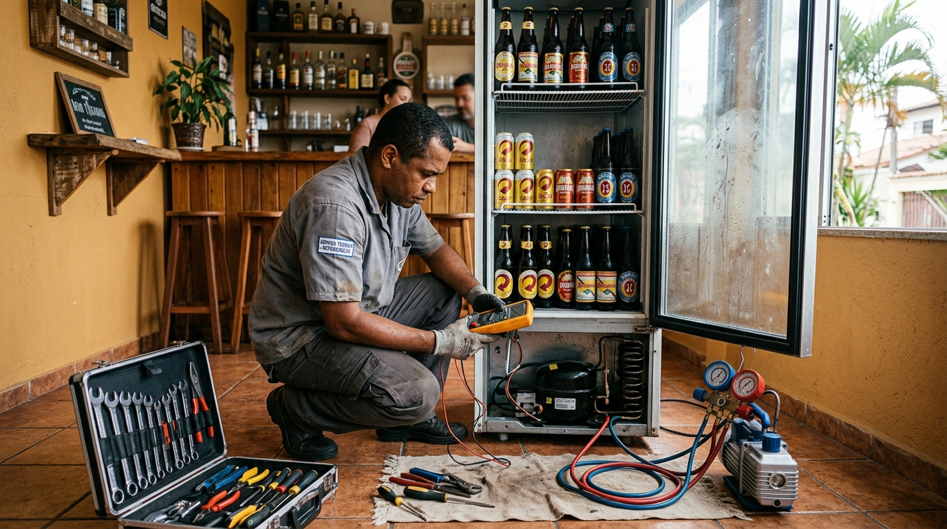 Substituição de termostato de cervejeira em serviço técnico na Zona Leste de São Paulo‑SP