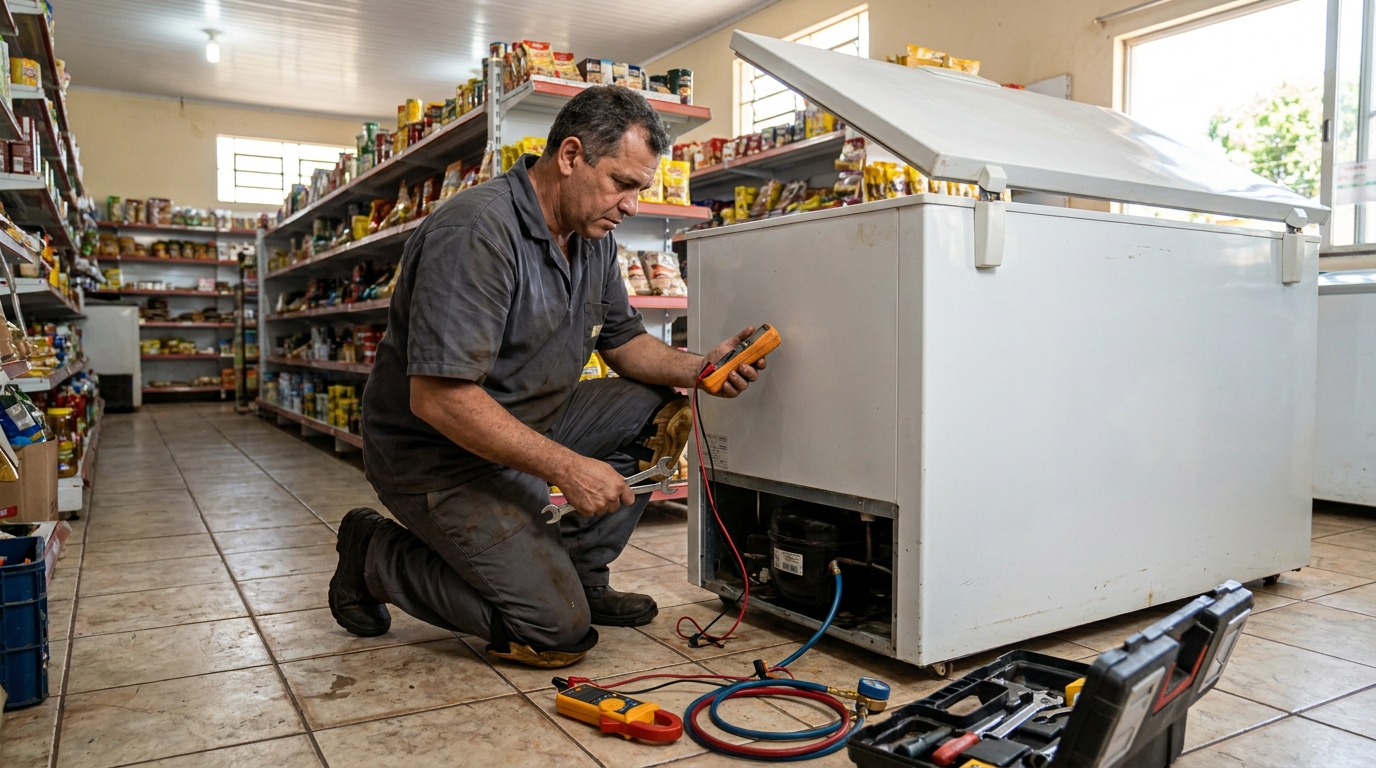 Substituição de termostato de freezer em visita técnica na Zona Leste de São Paulo‑SP